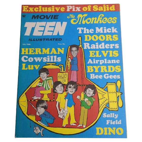 Movie Teen Illustrated July 1968 MONKEES - DOORS - BYRDS - BEE GEES - COWSILLS - Picture 1 of 9